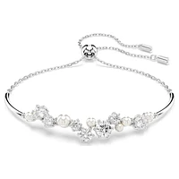 Constella bangle, Crystal pearl, Round cuts, White, Rhodium plated by SWAROVSKI