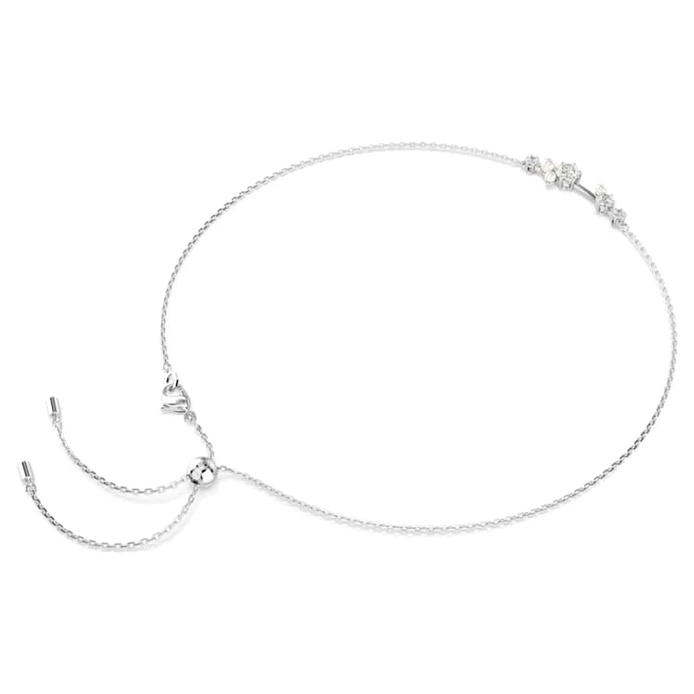 Constella necklace, Crystal pearl, Round cuts, White