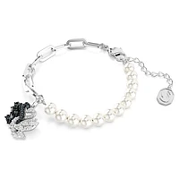 Swan bracelet, Crystal pearl, Swan, Black, Mixed metal finish by SWAROVSKI