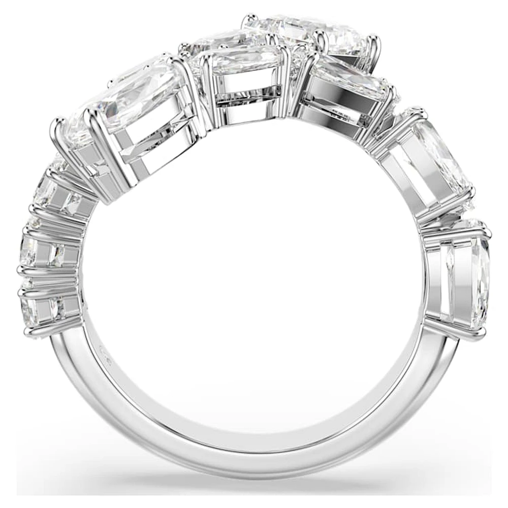 Matrix ring, Mixed cuts, White, Rhodium plated by SWAROVSKI