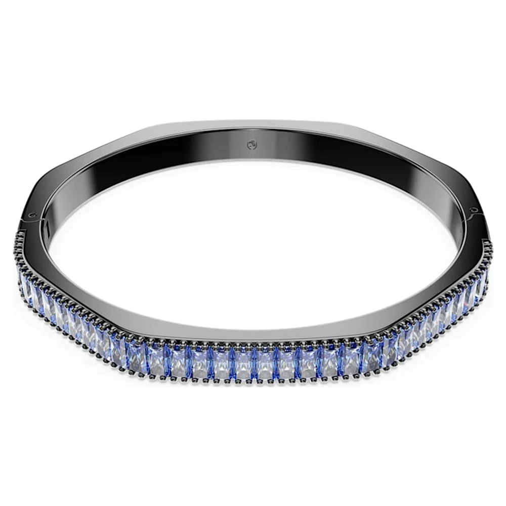 Matrix bangle, Baguette cut, Blue, Ruthenium plated by SWAROVSKI