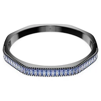 Matrix bangle, Baguette cut, Blue, Ruthenium plated by SWAROVSKI