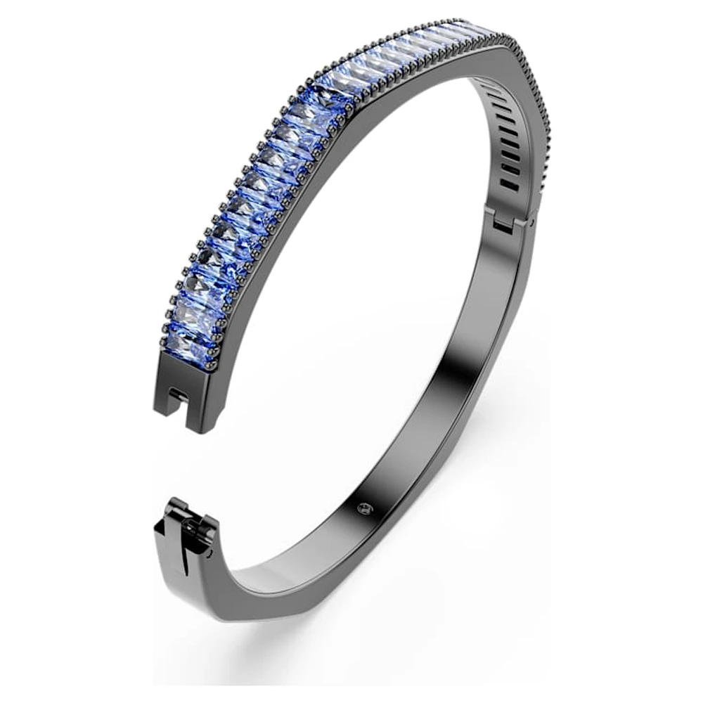 Matrix bangle, Baguette cut, Blue, Ruthenium plated by SWAROVSKI