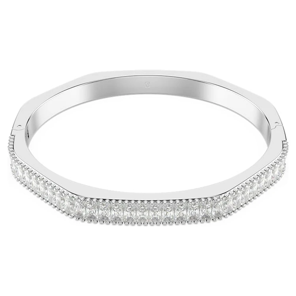 Matrix bangle, Baguette cut, White, Rhodium plated by SWAROVSKI