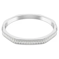 Matrix bangle, Baguette cut, White, Rhodium plated by SWAROVSKI