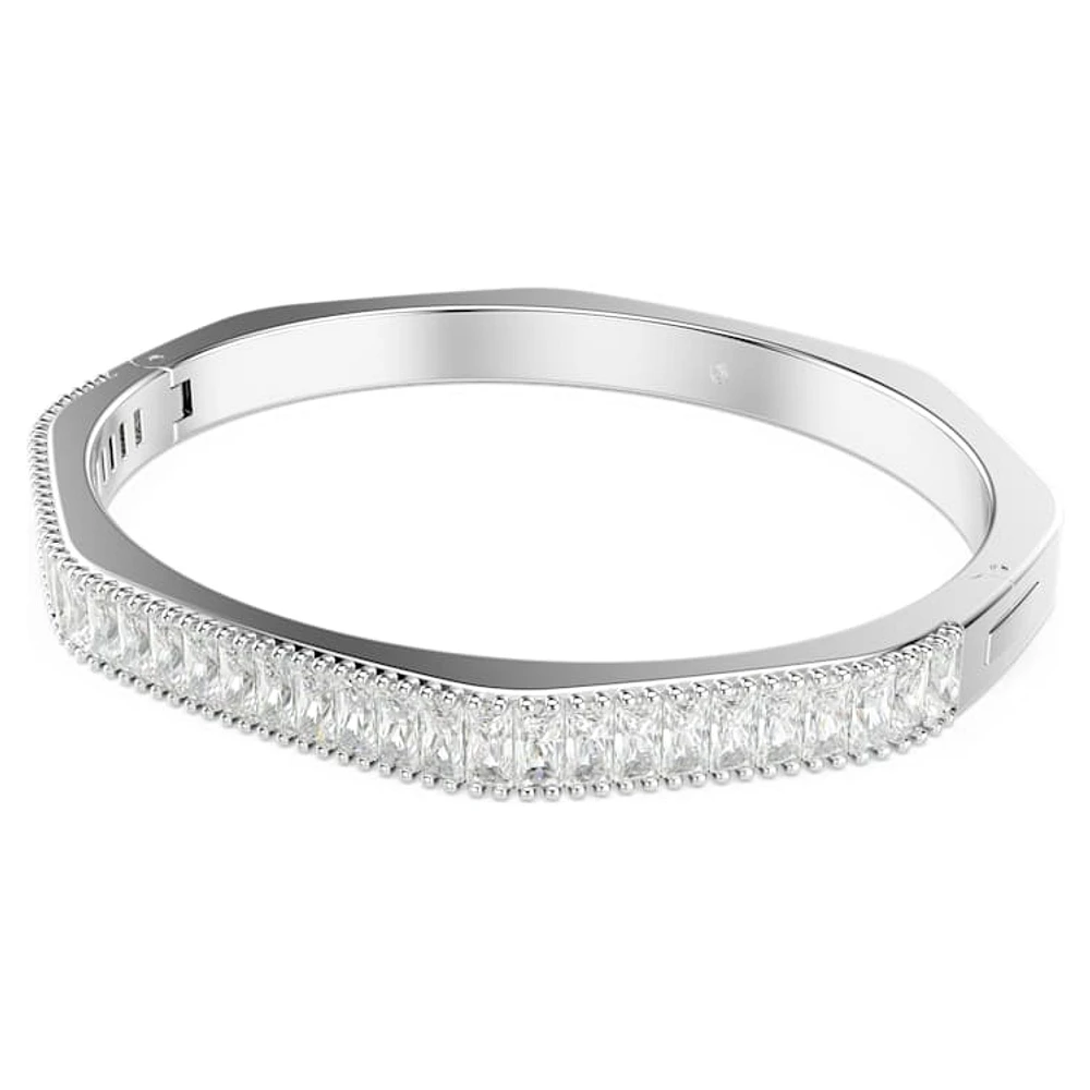 Matrix bangle, Baguette cut, White, Rhodium plated by SWAROVSKI