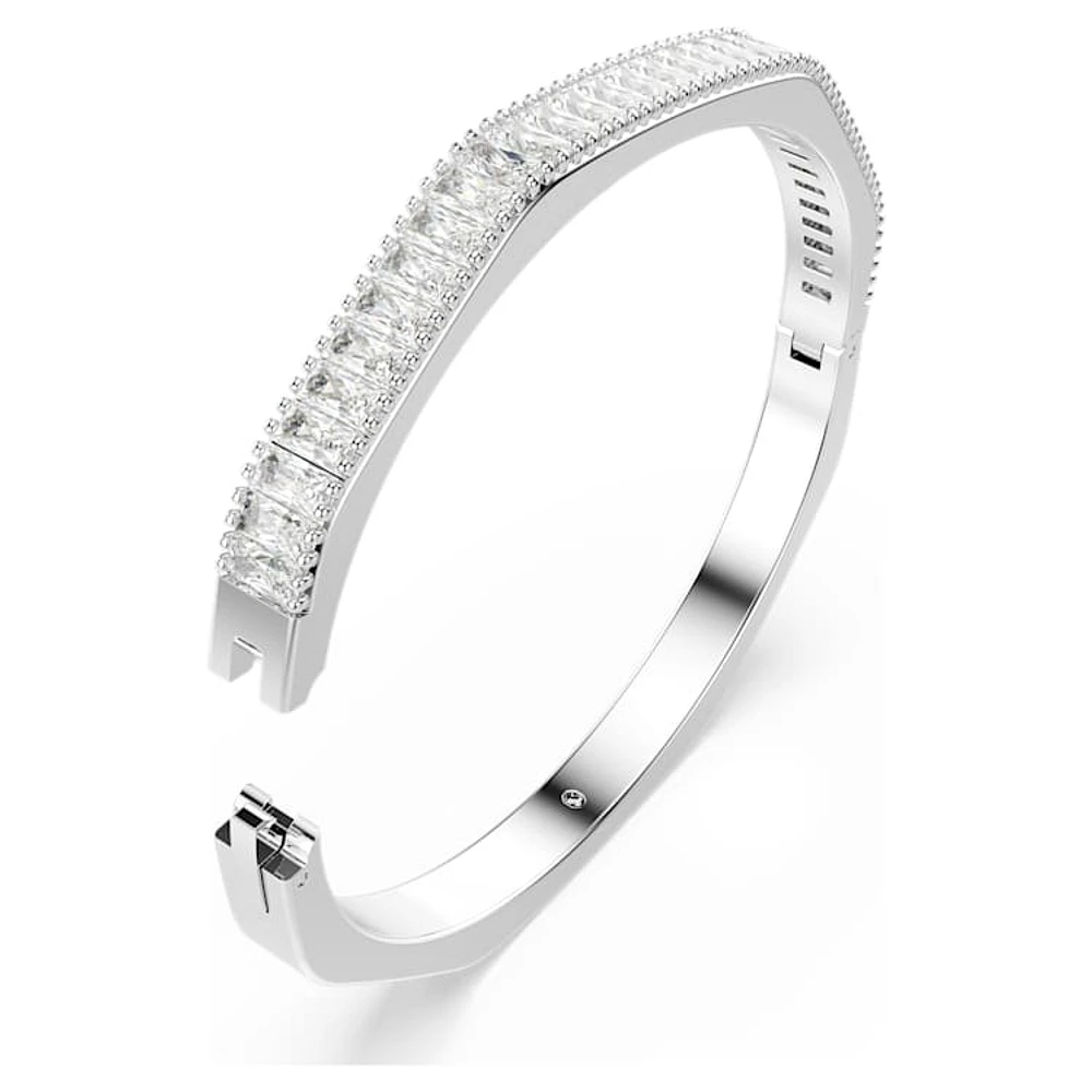 Matrix bangle, Baguette cut, White, Rhodium plated by SWAROVSKI