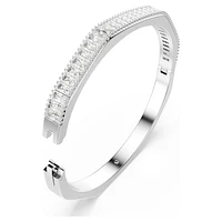 Matrix bangle, Baguette cut, White, Rhodium plated by SWAROVSKI