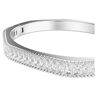 Matrix bangle, Baguette cut, White, Rhodium plated by SWAROVSKI