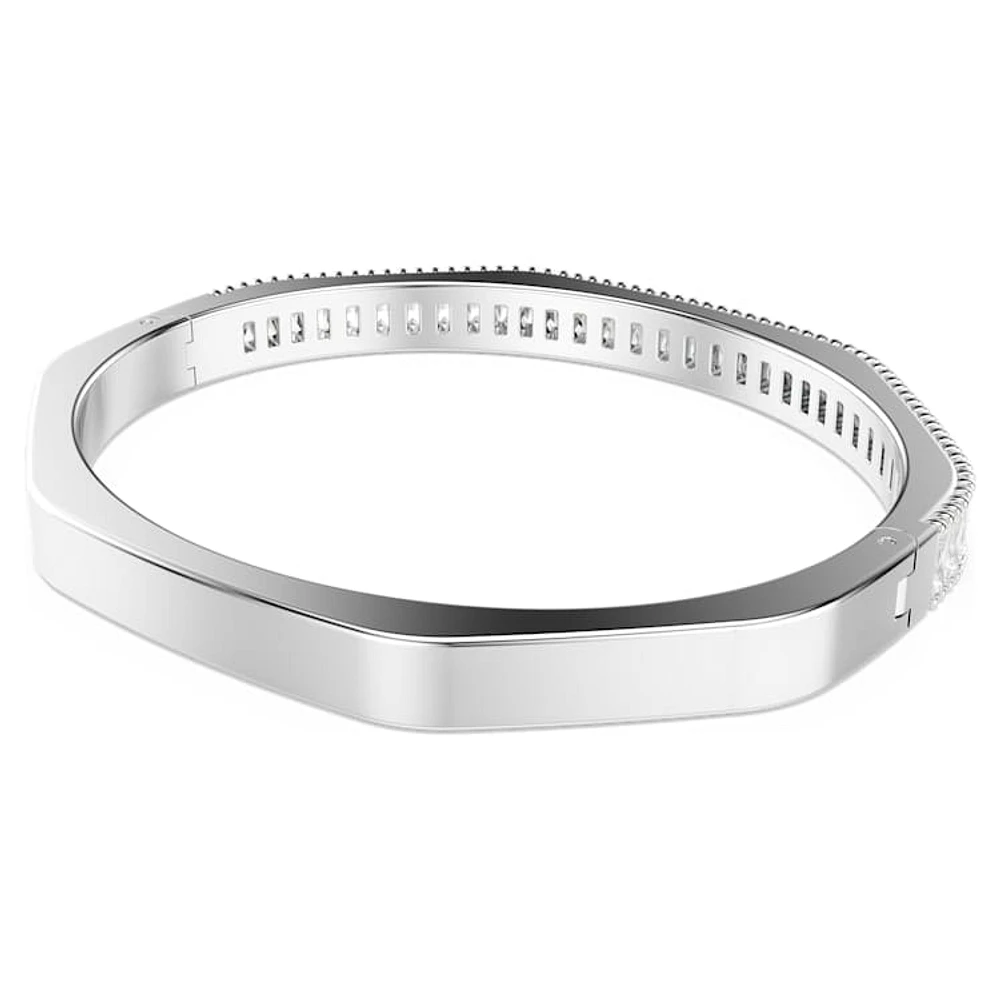 Matrix bangle, Baguette cut, White, Rhodium plated by SWAROVSKI