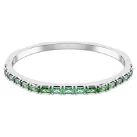 Matrix bangle, Baguette cut, Green, Rhodium plated by SWAROVSKI