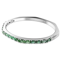 Matrix bangle, Baguette cut, Green, Rhodium plated by SWAROVSKI