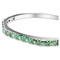 Matrix bangle, Baguette cut, Green, Rhodium plated by SWAROVSKI