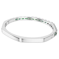 Matrix bangle, Baguette cut, Green, Rhodium plated by SWAROVSKI