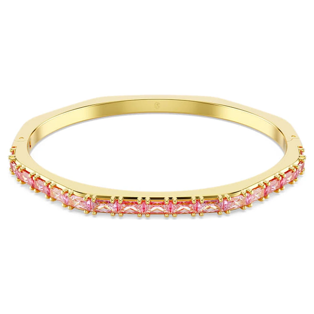 Matrix bangle, Baguette cut, Pink, Gold-tone plated by SWAROVSKI