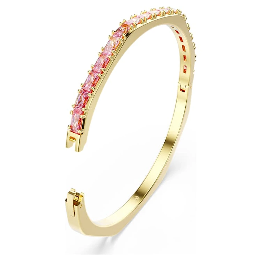 Matrix bangle, Baguette cut, Pink, Gold-tone plated by SWAROVSKI