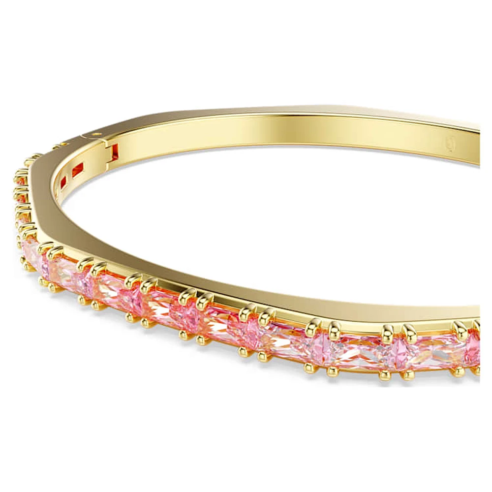 Matrix bangle, Baguette cut, Pink, Gold-tone plated by SWAROVSKI