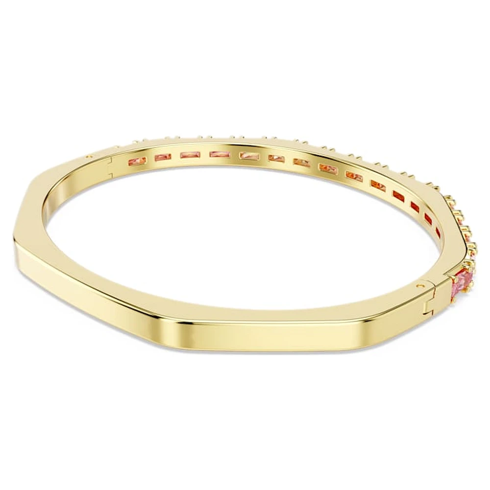 Matrix bangle, Baguette cut, Pink, Gold-tone plated by SWAROVSKI