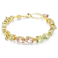 Gema Tennis bracelet, Mixed cuts, Multicoloured, Gold-tone plated by SWAROVSKI