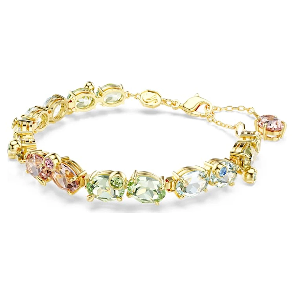 Gema Tennis bracelet, Mixed cuts, Multicoloured, Gold-tone plated by SWAROVSKI