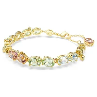 Gema Tennis bracelet, Mixed cuts, Multicoloured, Gold-tone plated by SWAROVSKI