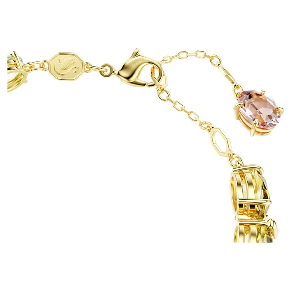 Gema Tennis bracelet, Mixed cuts, Multicoloured, Gold-tone plated by SWAROVSKI