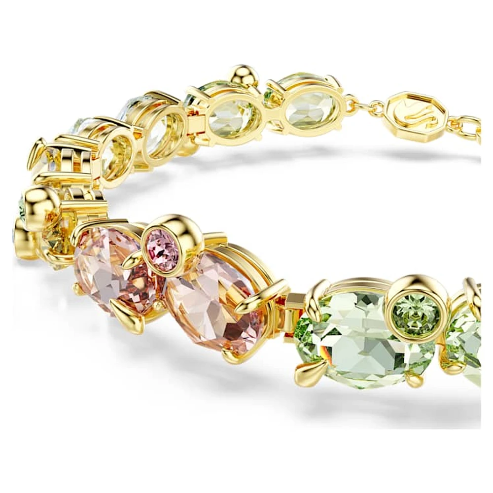 Gema Tennis bracelet, Mixed cuts, Multicoloured, Gold-tone plated by SWAROVSKI