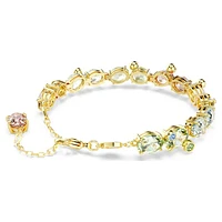 Gema Tennis bracelet, Mixed cuts, Multicoloured, Gold-tone plated by SWAROVSKI