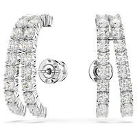 Matrix ear cuffs, Round cut, White, Rhodium plated by SWAROVSKI