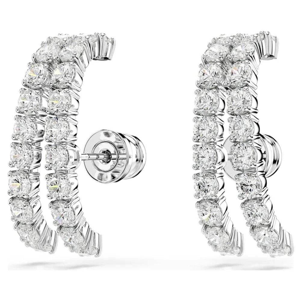 Matrix ear cuffs, Round cut, White, Rhodium plated by SWAROVSKI