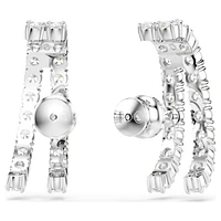 Matrix ear cuffs, Round cut, White, Rhodium plated by SWAROVSKI