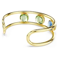 Chroma cuff, Cushion cut, Green, Gold-tone plated by SWAROVSKI