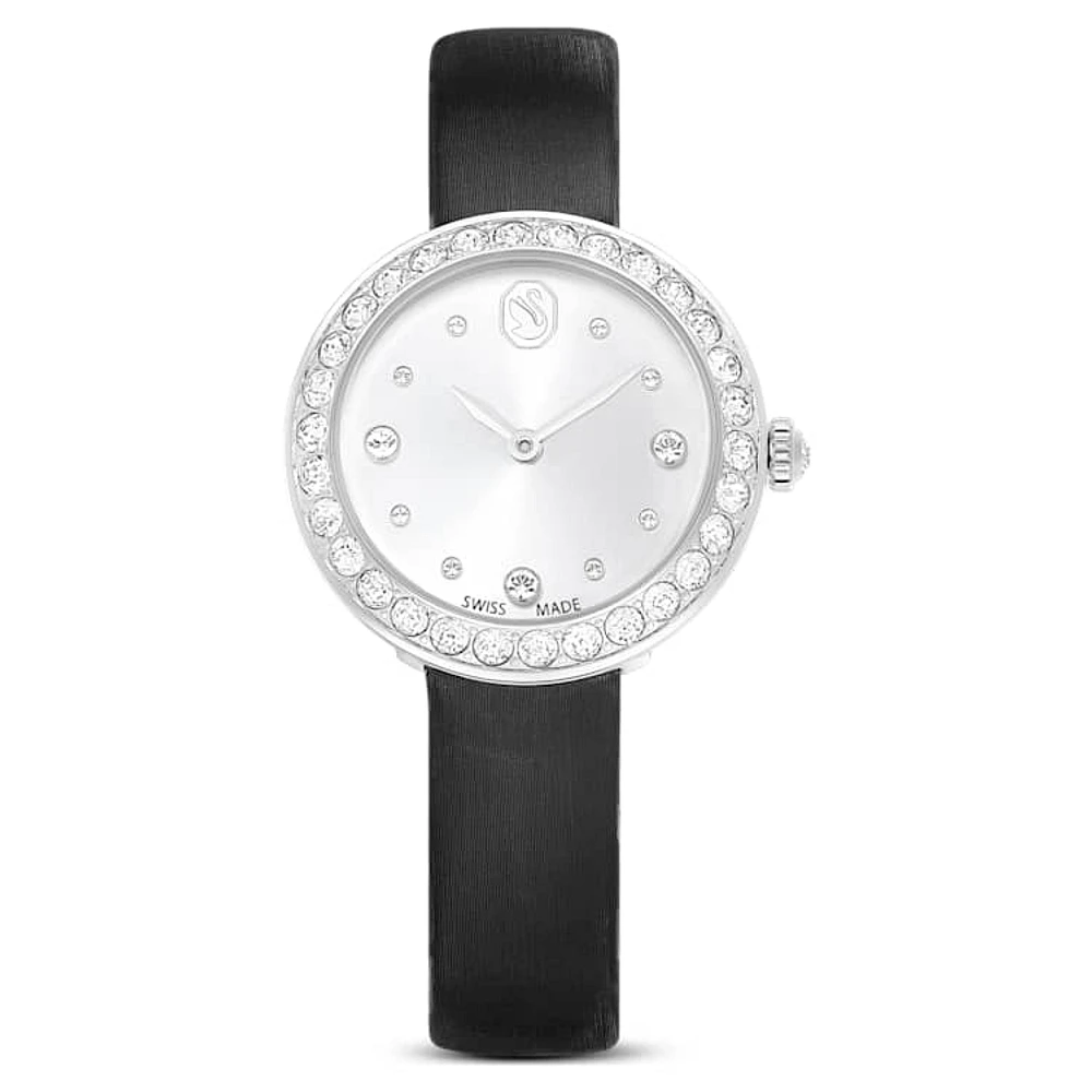 Matrix Tennis watch, Swiss Made, Leather strap, Black, Stainless steel by SWAROVSKI