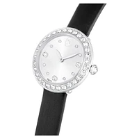 Matrix Tennis watch, Swiss Made, Leather strap, Black, Stainless steel by SWAROVSKI