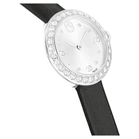 Matrix Tennis watch, Swiss Made, Leather strap, Black, Stainless steel by SWAROVSKI