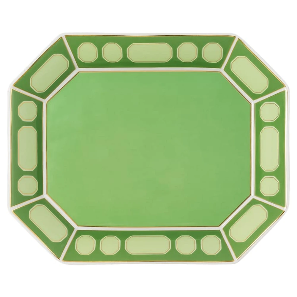 Signum tray, Porcelain, Large, Green by SWAROVSKI