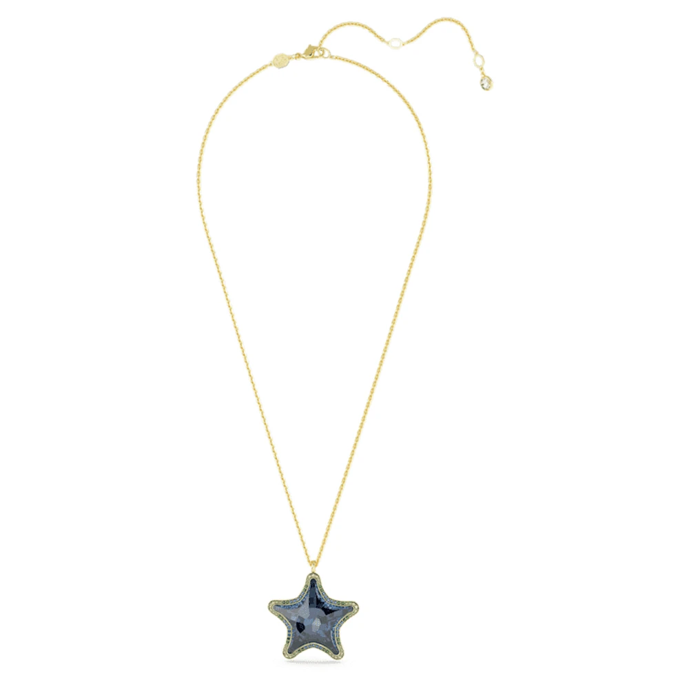 SCS pendant, Starfish, Blue, Gold-tone plated by SWAROVSKI