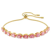 Matrix bracelet, Pear cut, Pink, Gold-tone plated by SWAROVSKI