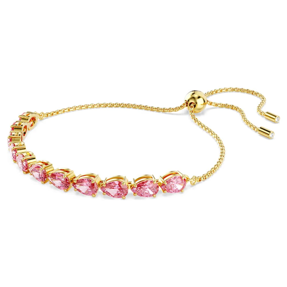 Matrix bracelet, Pear cut, Pink, Gold-tone plated by SWAROVSKI