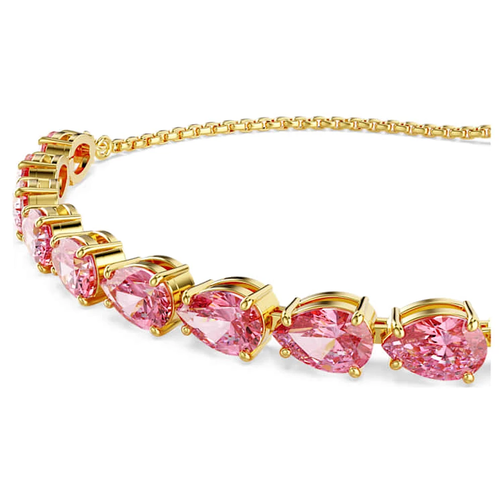 Matrix bracelet, Pear cut, Pink, Gold-tone plated by SWAROVSKI