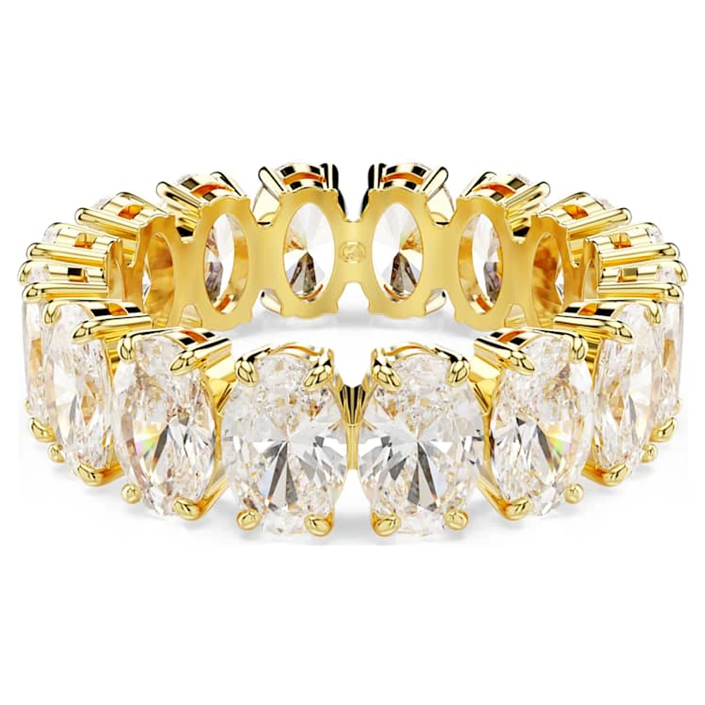 Matrix ring, Oval cut, White, Gold-tone plated by SWAROVSKI