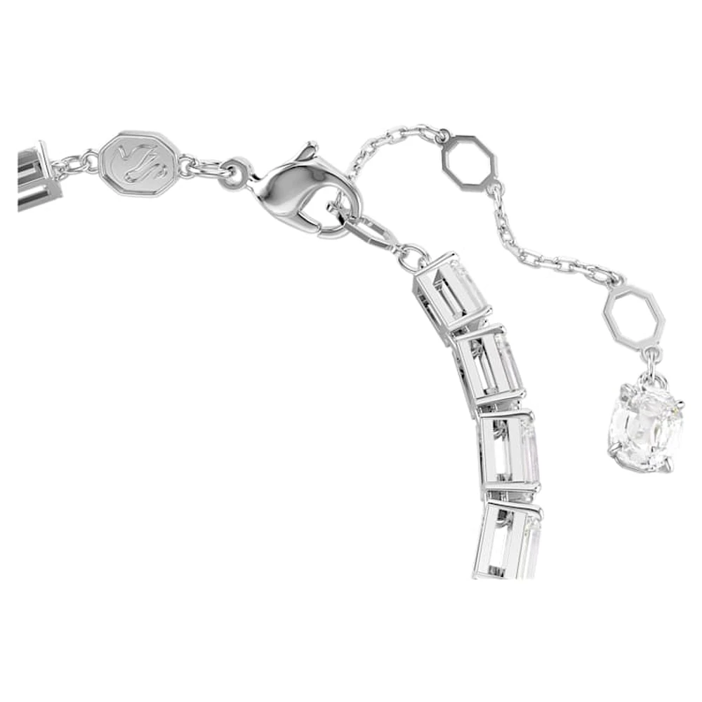 Matrix Tennis bracelet, Baguette cut, White, Rhodium plated by SWAROVSKI