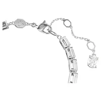 Matrix Tennis bracelet, Baguette cut, White, Rhodium plated by SWAROVSKI