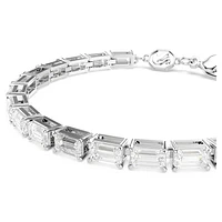 Matrix Tennis bracelet, Baguette cut, White, Rhodium plated by SWAROVSKI