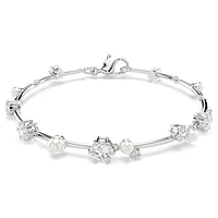 Constella Tennis bracelet, Crystal pearl, Round cuts, White, Rhodium plated by SWAROVSKI