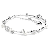 Constella Tennis bracelet, Crystal pearl, Round cuts, White, Rhodium plated by SWAROVSKI