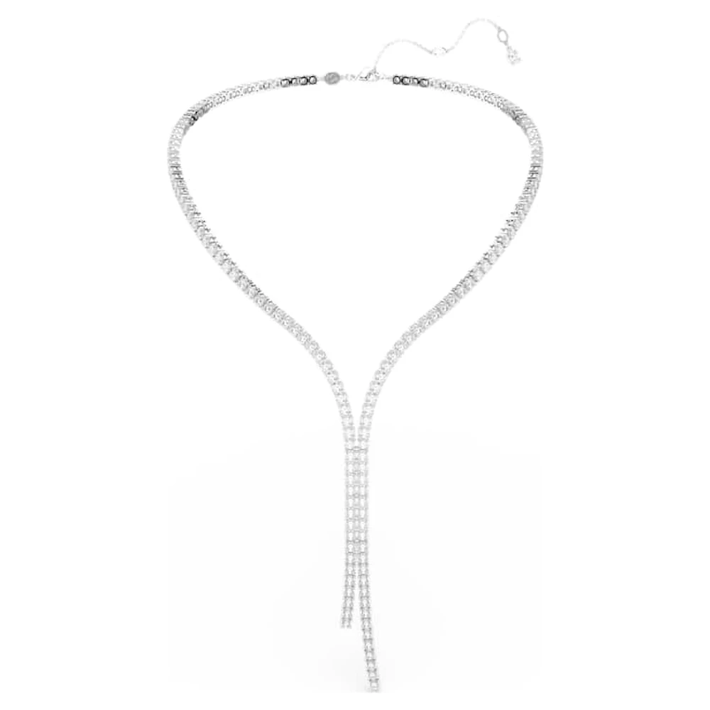 Matrix Y necklace, Round cut, White, Rhodium plated by SWAROVSKI