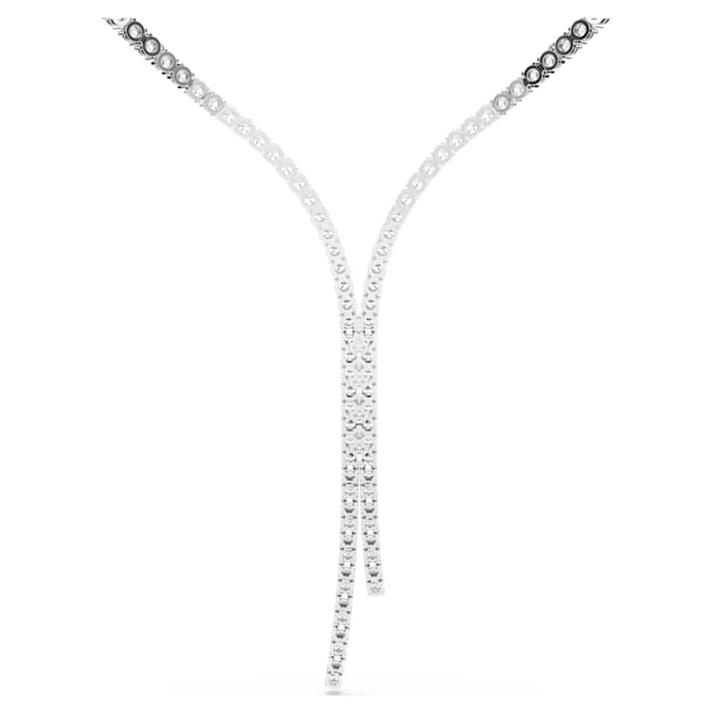 Matrix Y necklace, Round cut, White, Rhodium plated by SWAROVSKI