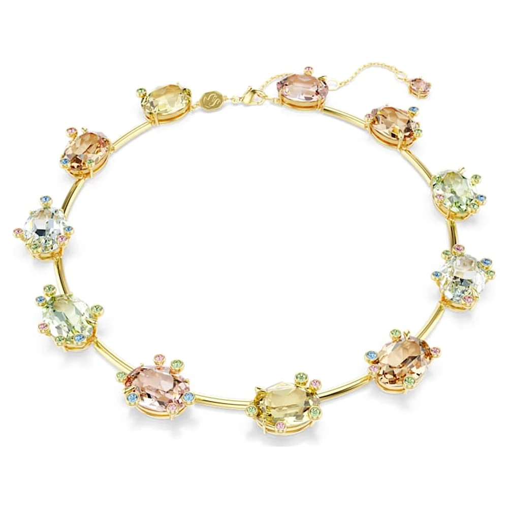 Gema Tennis necklace, Mixed cuts, Multicoloured, Gold-tone plated by SWAROVSKI