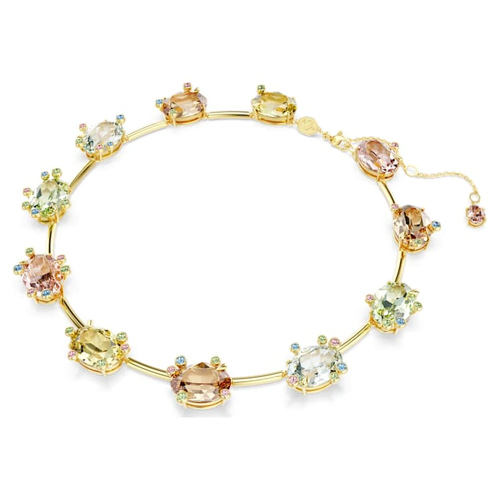 Gema Tennis necklace, Mixed cuts, Multicoloured, Gold-tone plated by SWAROVSKI